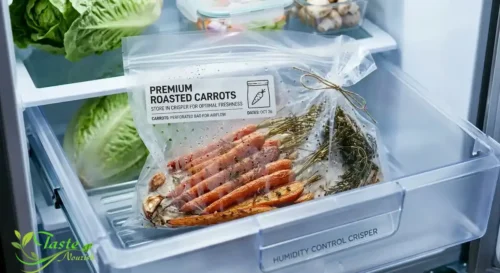 Carrots stored in a perforated bag 
