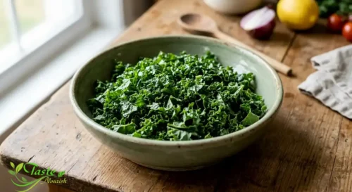 Health Benefits of Kale: raw kale leaves ready to be prepared for a salad