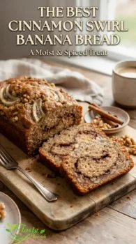 Cinnamon banana bread recipe with cinnamon swirl