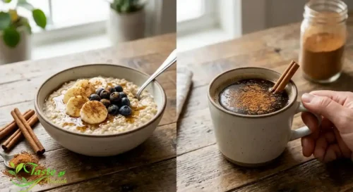 Cinnamon sprinkled on oatmeal and coffee as everyday ways to eat cinnamon