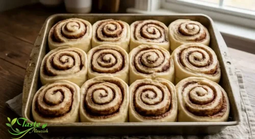 Overnight cinnamon rolls proofed and puffy 