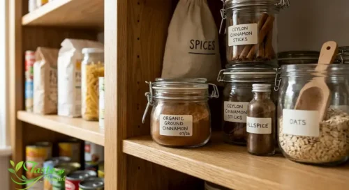 Health Benefits of Cinnamon: Ground cinnamon stored in a small airtight glass