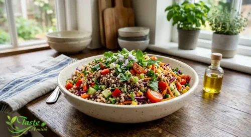 Does Quinoa Go Bad? Cooked quinoa served with fresh vegetables