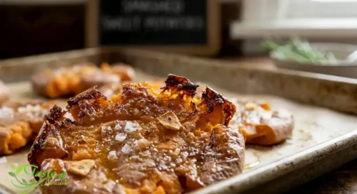 crispy smashed sweet potato edges after roasting