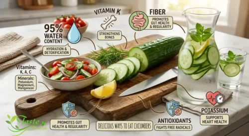 Cucumber salad and cucumber-infused water showing ways to eat cucumbers