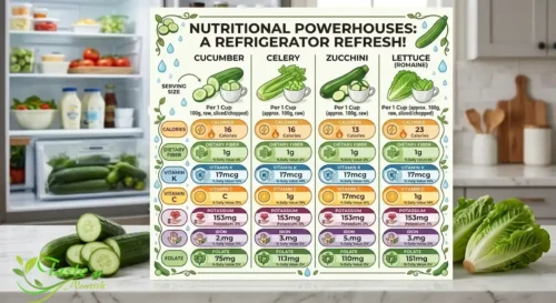 cucumber, celery, zucchini, and lettuce nutrition