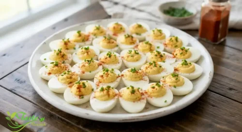 Holiday Appetizer Recipes: Deviled eggs garnished