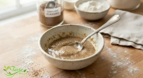 How to Use Flax Seeds: Flax egg mixture in a bowl for vegan baking