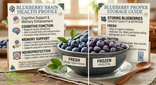 Fresh and frozen blueberries side by side for proper storage comparison