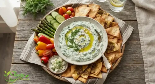 Greek yogurt spinach dip served