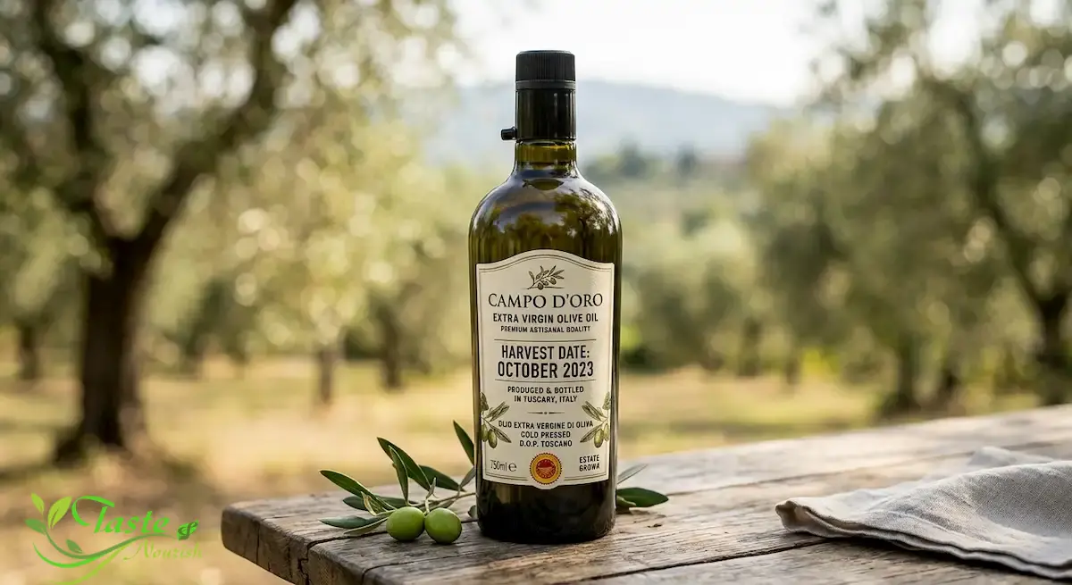How to Tell If Olive Oil Is Real: 7 Signs, Tests & Myths Busted How to Tell If Olive Oil Is Real: Bottle of extra virgin olive oil with a visible harvest date on the label