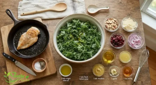 Ingredients for an easy kale chicken salad recipe