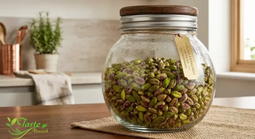 Health Benefits of Pistachios: Shelled pistachios stored