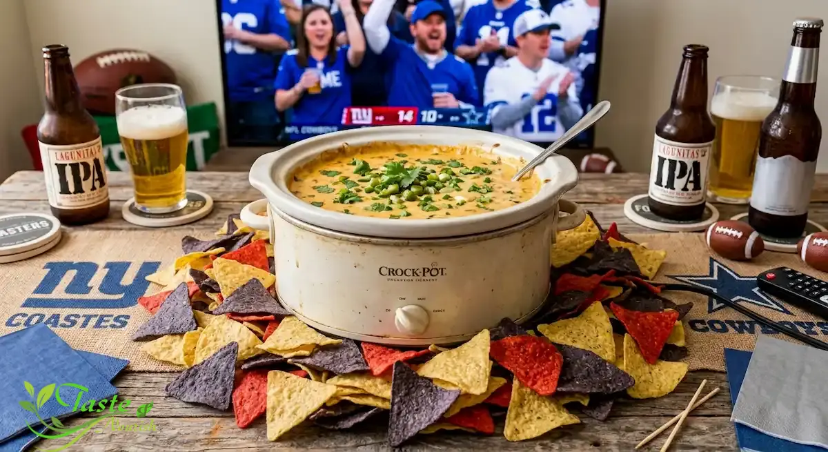 Easy Game Day Appetizer Platter Ideas (Crowd-Pleasing & Simple) Game Day Appetizer Platter Ideas: queso dip surrounded by tortilla chips