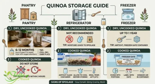 quinoa storage times for pantry, refrigerator, and freezer