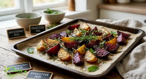 Health Benefits of Beetroot: Roasted beetroot wedges