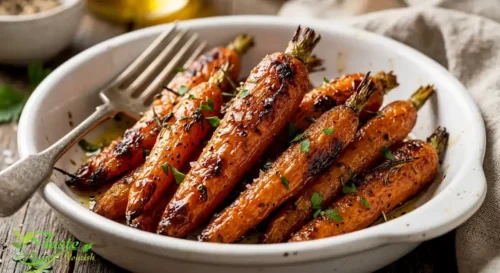 caramelized oven roasted carrots with crispy browned edges