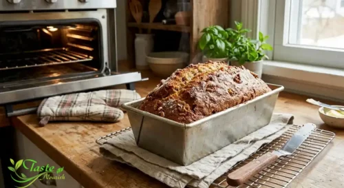 Golden baked sour cream banana bread loaf fresh 