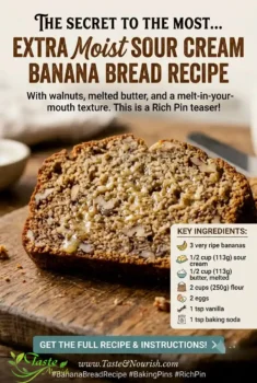 Extra moist sour cream banana bread recipe pin 