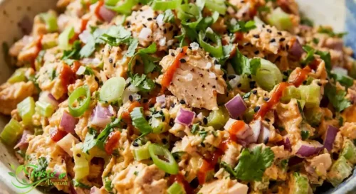 spicy mayo tuna salad texture with visible celery and onion