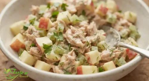  tuna apple salad showing crisp apple pieces and herbs