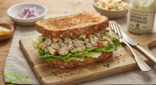 Tuna apple salad sandwich on toasted 