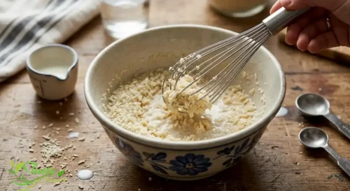 Milk and panko breadcrumb panade being mixed