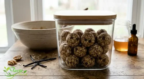Chia energy balls stored in an airtight container